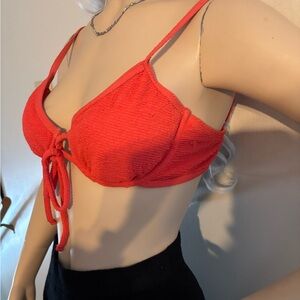 Lulu's Red Textured Lace-Up Bra